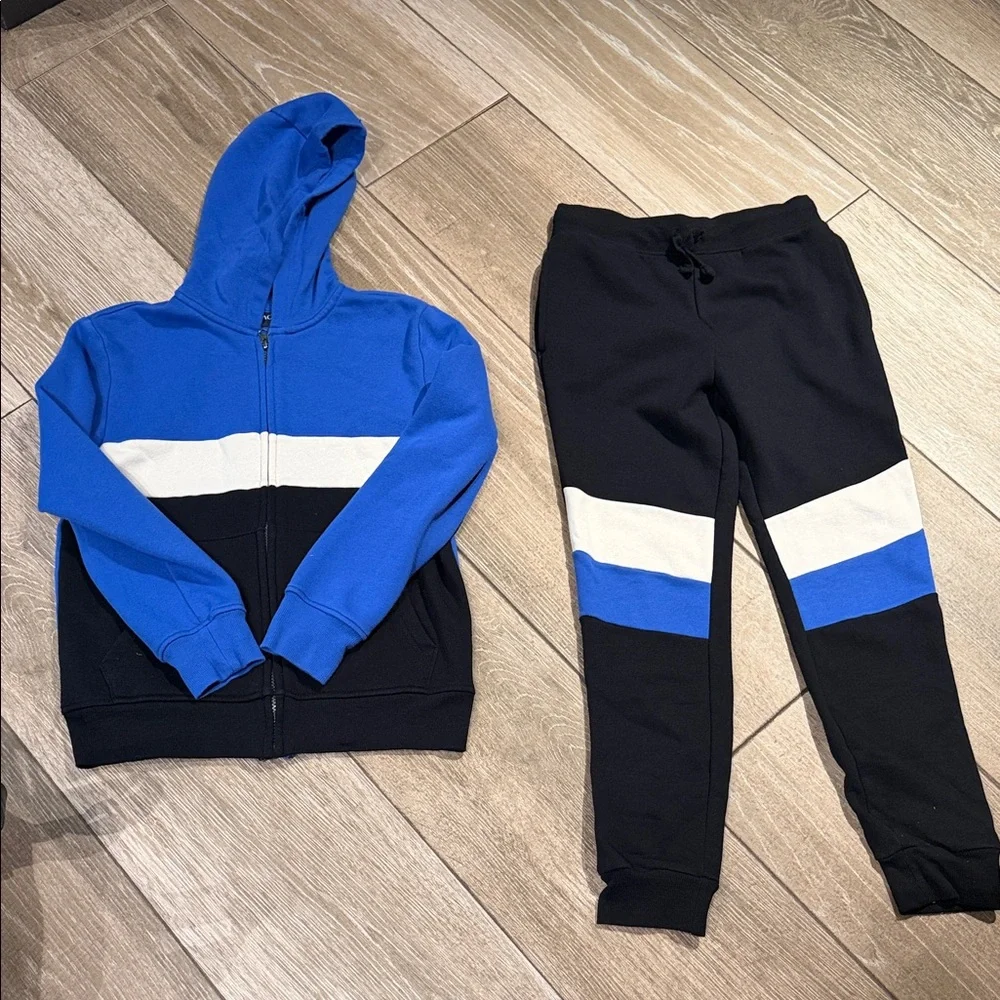 The Children's Place Blue, Black & White Colorblock Hoodie and Joggers